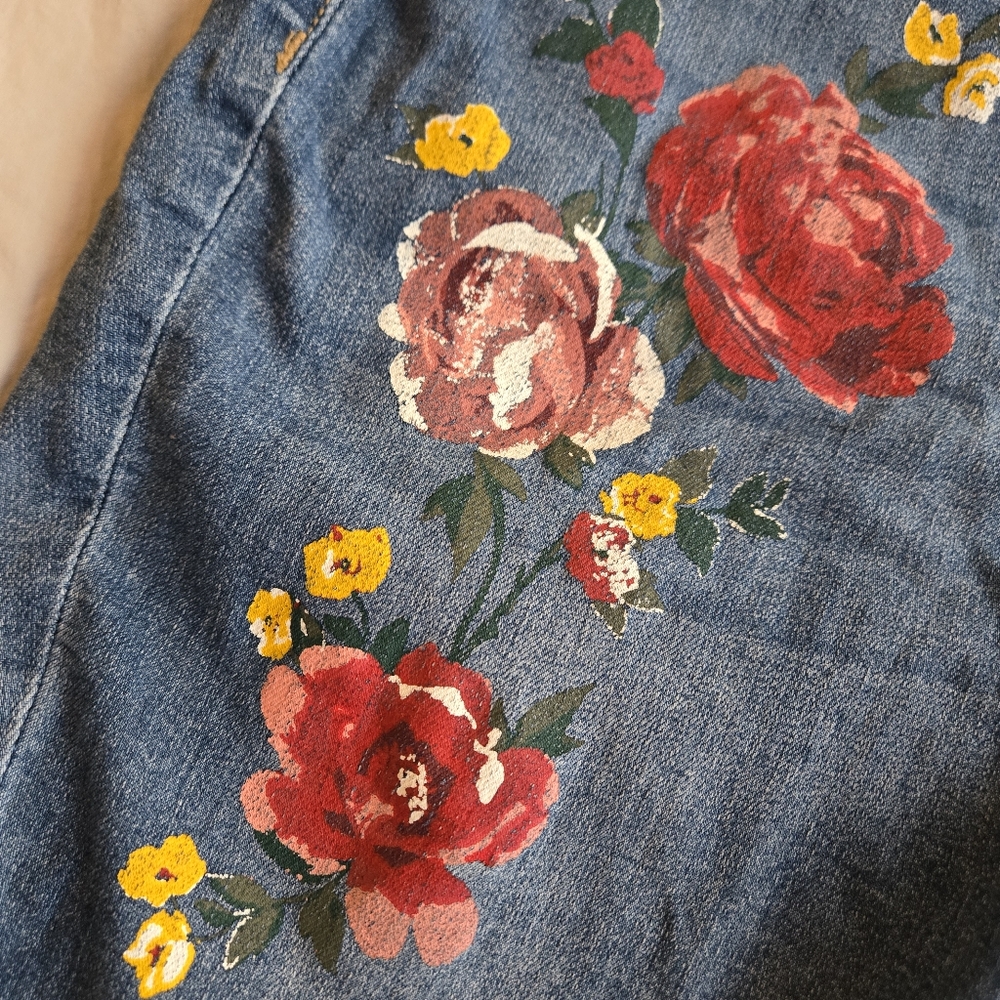 H&M Divided Super Skinny High Waist Floral Jeans Girls sz 14 - Picture 6 of 10